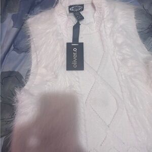 Oliver.o White Fuzzy cream/white colores Vest sweater shaggy fue